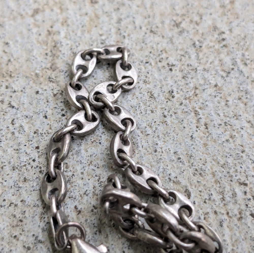 Vintage Milor Sterling Silver Bracelet Anchor Mariner Gucci 7.2y Italy Chain - Picture 9 of 13